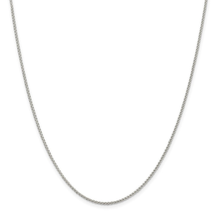 Million Charms 925 Sterling Silver Rhodium Plated 1.5mm Round Spiga Necklace, Chain Length: 18 inches