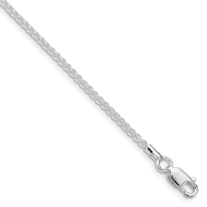 Million Charms 925 Sterling Silver Rhodium Plated 1.6mm Round Spiga Necklace, Chain Length: 22 inches