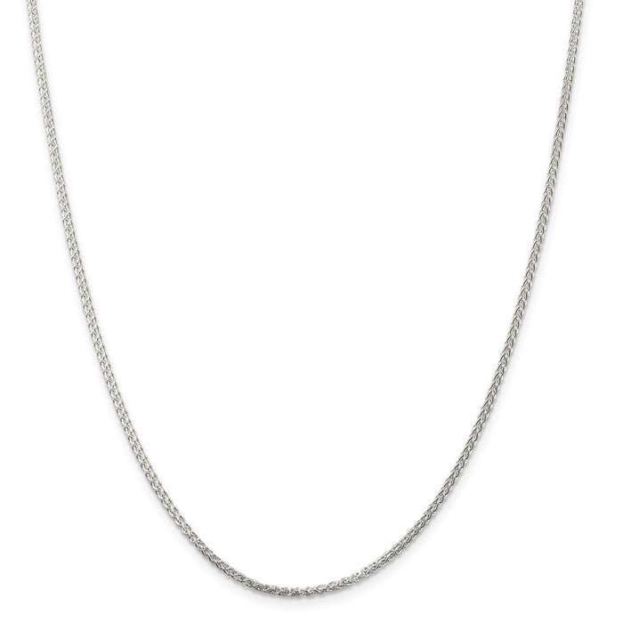 Million Charms 925 Sterling Silver Rhodium Plated 1.75mm Round Spiga Necklace, Chain Length: 26 inches