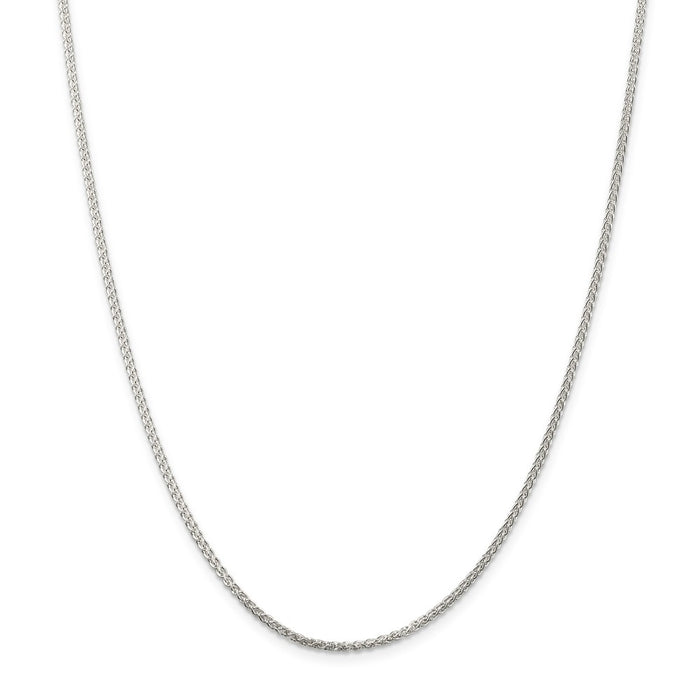 Million Charms 925 Sterling Silver 1.75mm Round Spiga Chain, Chain Length: 22 inches
