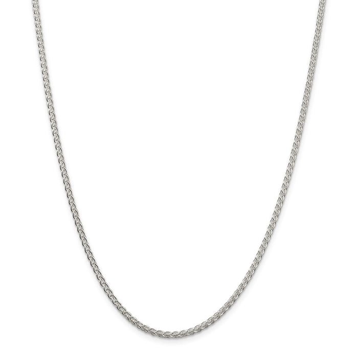 Million Charms 925 Sterling Silver 2.5mm Round Spiga Chain, Chain Length: 22 inches