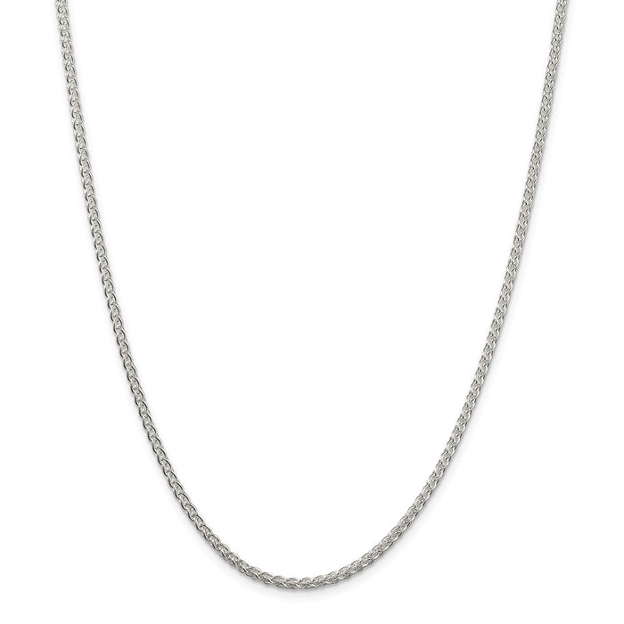 Million Charms 925 Sterling Silver 2.5mm Round Spiga Chain, Chain Length: 16 inches