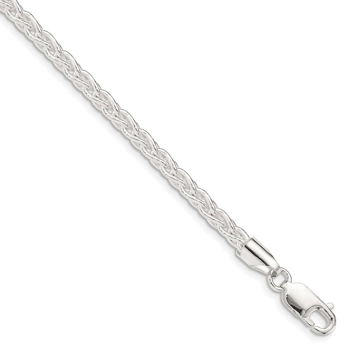Million Charms 925 Sterling Silver 3.7mm Round Spiga Chain, Chain Length: 24 inches