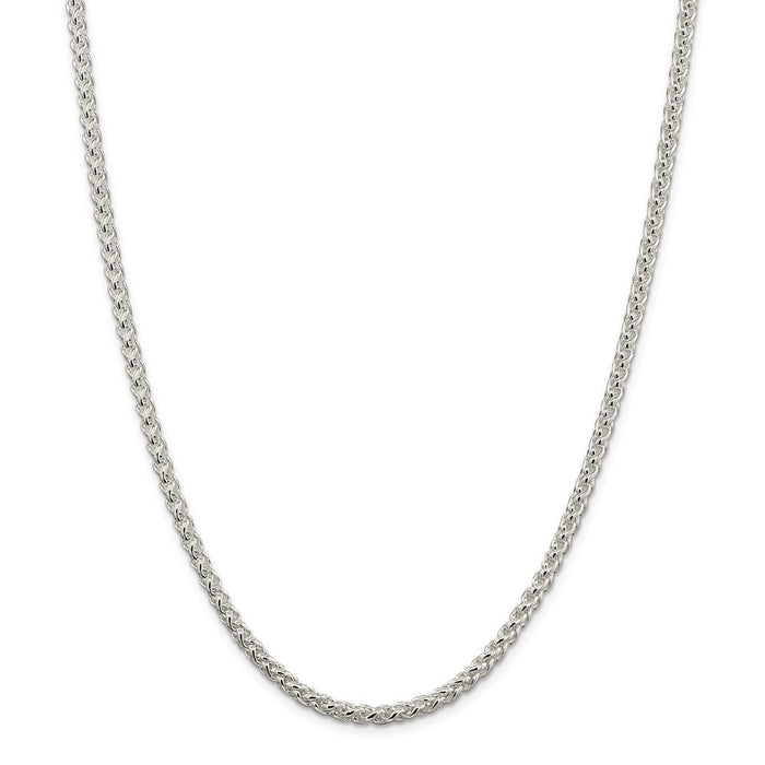 Million Charms 925 Sterling Silver 4mm Round Spiga Chain, Chain Length: 16 inches