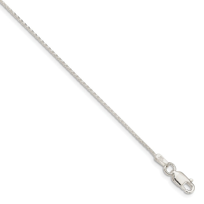 Million Charms 925 Sterling Silver 0.95mm Diamond-cut Round Spiga Chain, Chain Length: 8 inches