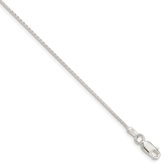 Million Charms 925 Sterling Silver 0.95mm Diamond-cut Round Spiga Chain, Chain Length: 18 inches