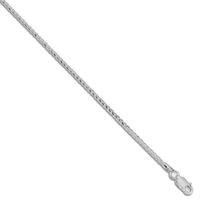 Million Charms 925 Sterling Silver 1.5mm Diamond-cut Round Spiga Chain, Chain Length: 7 inches