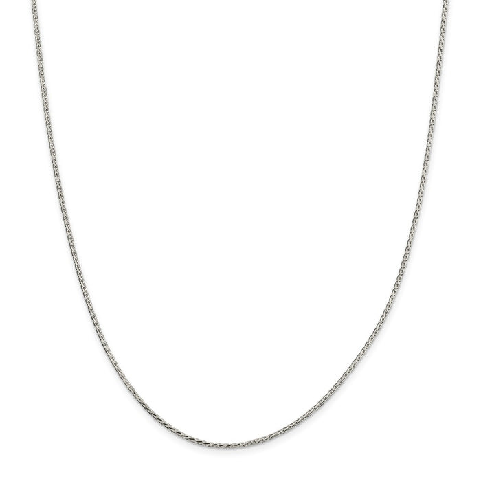 Million Charms 925 Sterling Silver 1.7mm Diamond-cut Round Spiga Chain, Chain Length: 16 inches