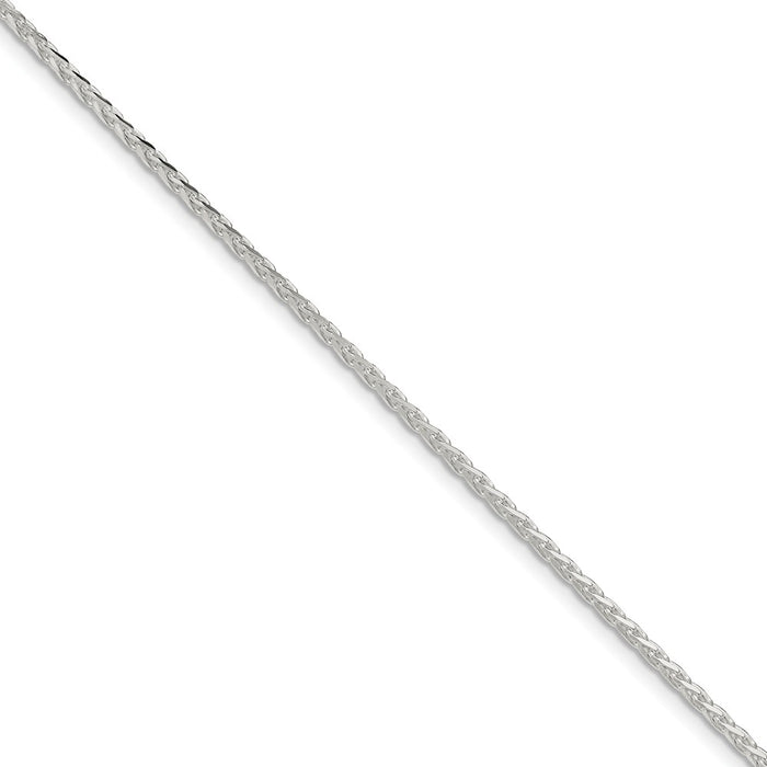 Million Charms 925 Sterling Silver 2.15mm Diamond-cut Round Spiga Chain, Chain Length: 7 inches