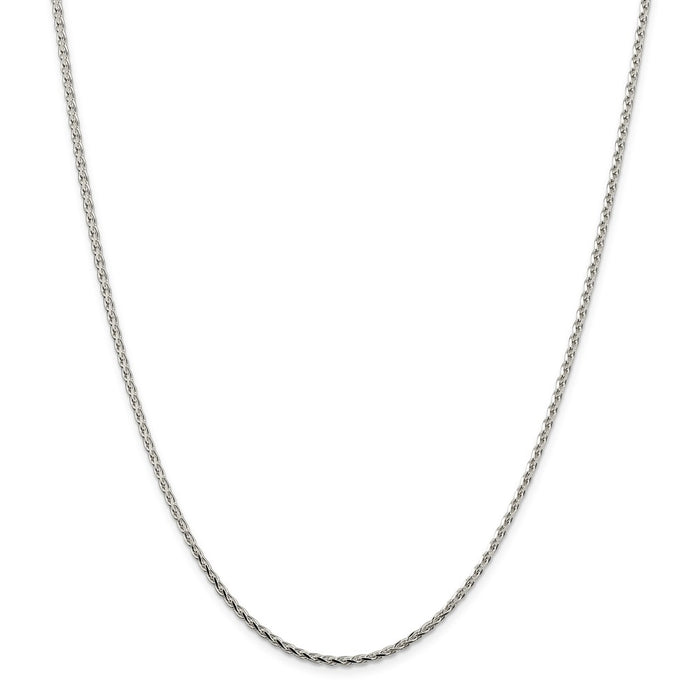 Million Charms 925 Sterling Silver 2.15mm Diamond-cut Round Spiga Chain, Chain Length: 24 inches
