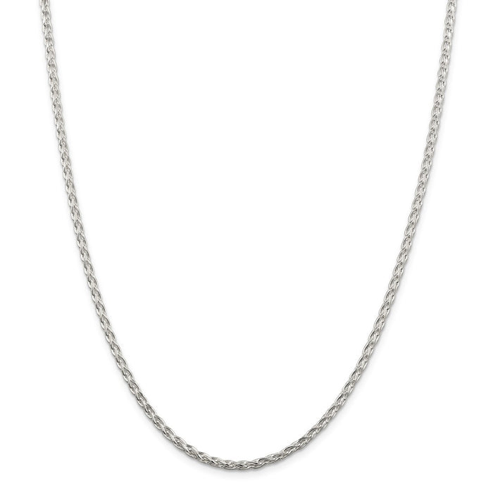 Million Charms 925 Sterling Silver 2.85mm Diamond-cut Round Spiga Chain, Chain Length: 20 inches