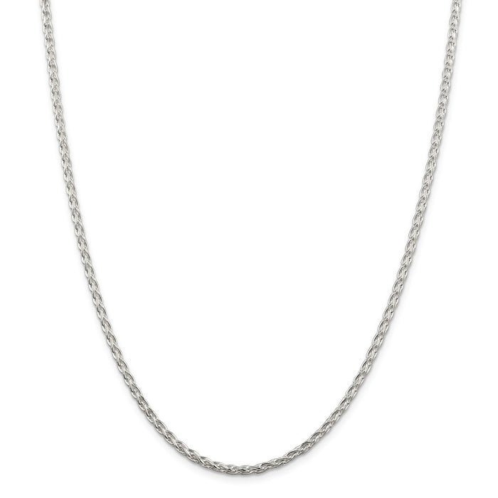 Million Charms 925 Sterling Silver 2.85mm Diamond-cut Round Spiga Chain, Chain Length: 24 inches