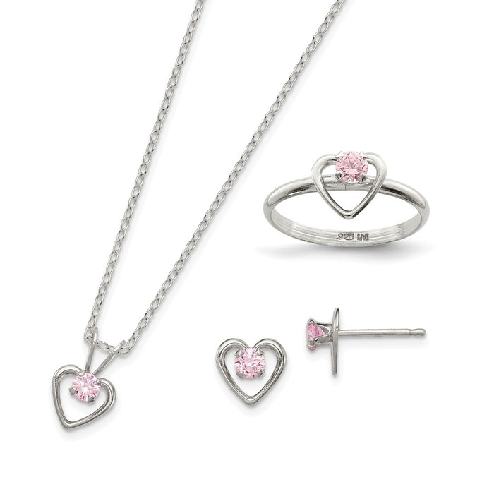 Stella Silver Jewelry Set - 925 Sterling Silver Childs 15 Necklace, Earrings & Size 3 Ring Set