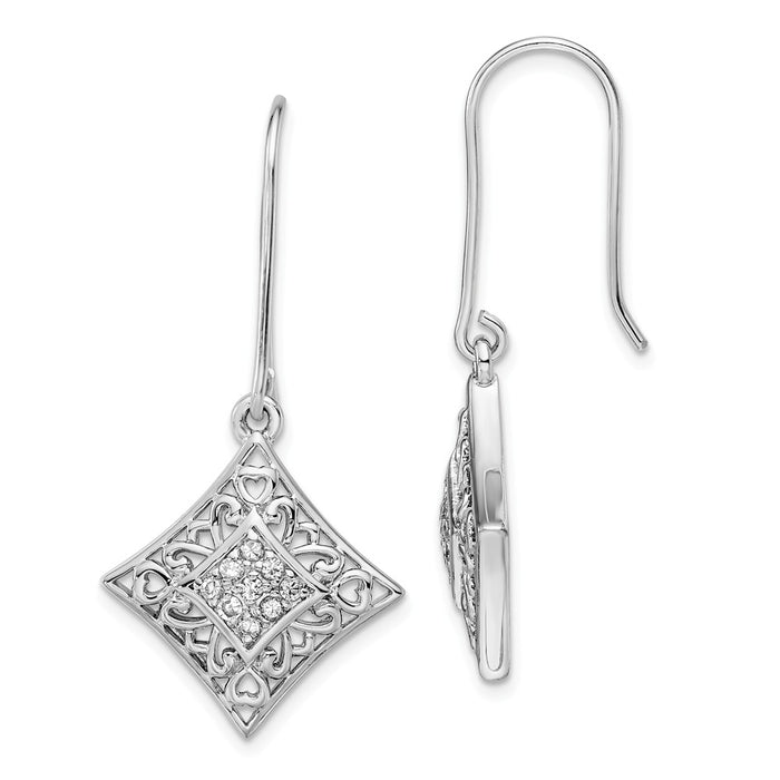 Stella Silver 925 Sterling Silver Cubic Zirconia ( CZ ) I Love You All Year Long Earrings, 35mm x 20mm
