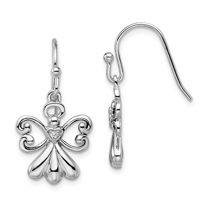 Stella Silver 925 Sterling Silver Cubic Zirconia ( CZ ) Angels On Assignment Earrings, 27mm x 14mm