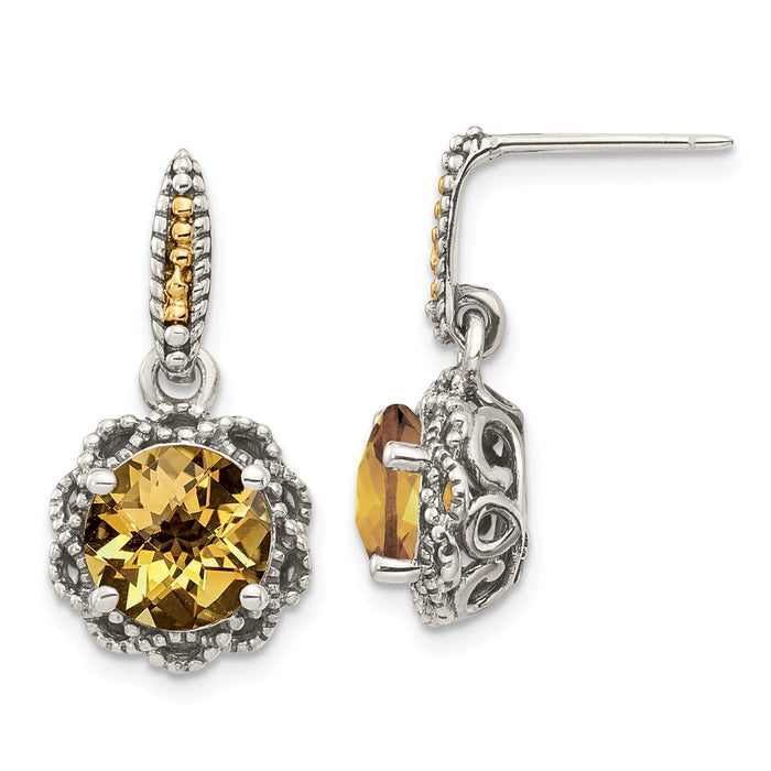 Sterling Silver with 14k Polished Citrine Earrings,