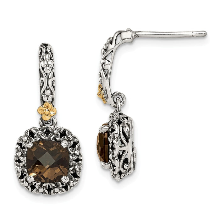 Sterling Silver with 14k Polished Smoky Quartz Earrings,