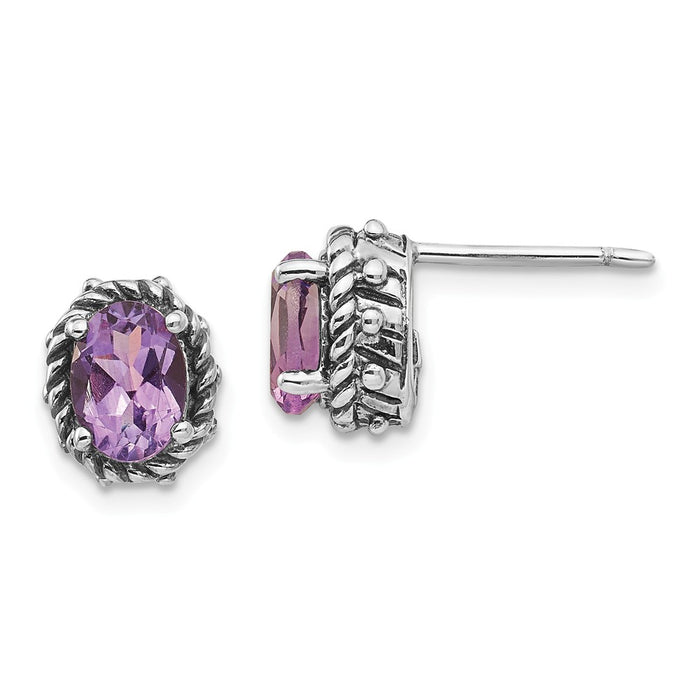 Stella Silver 925 Sterling Silver Amethyst Earrings, 10mm x 8mm