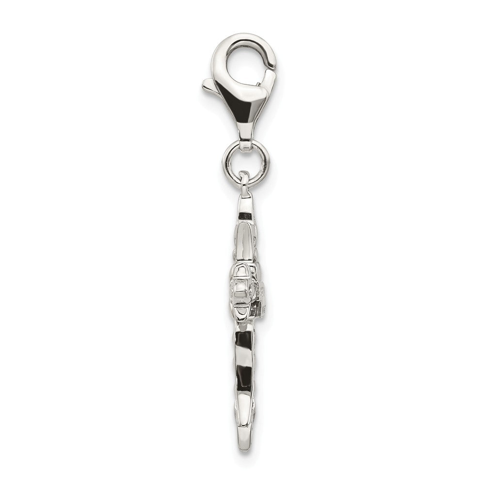 Million Charms Sterling Silver With 14K 3-D Antiqued Relgious Cross With Lobster Clasp Charm