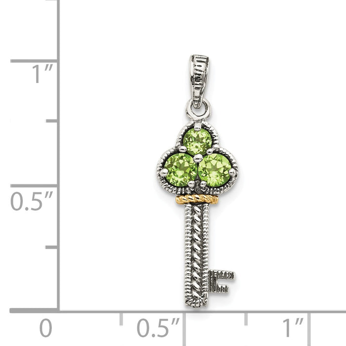 Million Charms Sterling Silver With 14K Peridot Key Charm