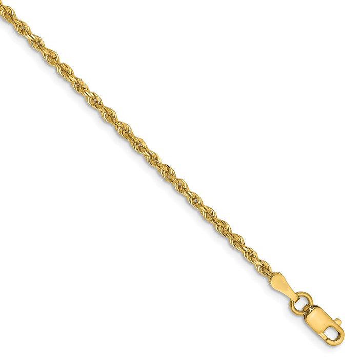 Million Charms 14k Yellow Gold 2.00mm Diamond-Cut Quadruple Rope Chain, Chain Length: 8 inches