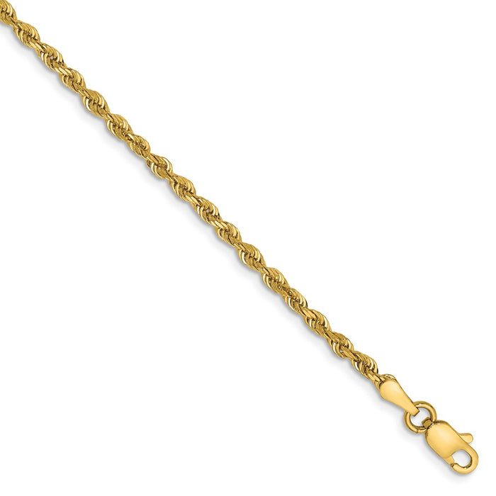 Million Charms 14k Yellow Gold 2.25mm Diamond-Cut Quadruple Rope Chain, Chain Length: 8 inches