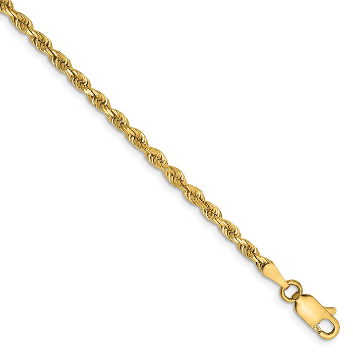 Million Charms 14k Yellow Gold 2.75mm Diamond-Cut Quadruple Rope Chain, Chain Length: 9 inches
