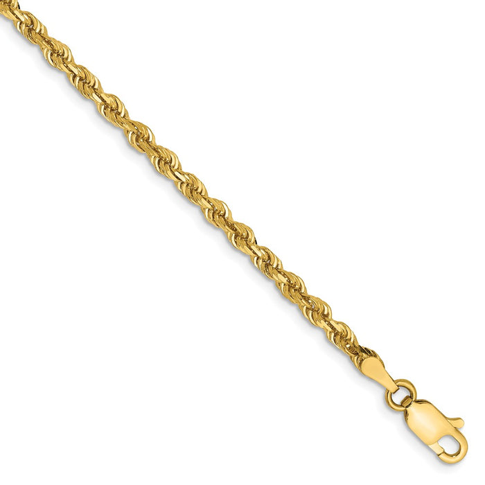 Million Charms 14k Yellow Gold 3.0mm Diamond-Cut Quadruple Rope Chain, Chain Length: 7 inches