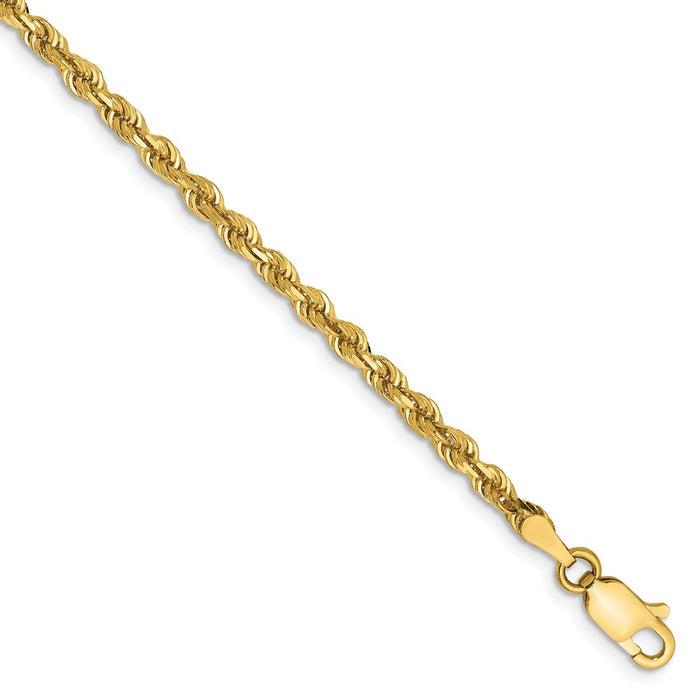 Million Charms 14k Yellow Gold 3.0mm Diamond-Cut Quadruple Rope Chain, Chain Length: 9 inches