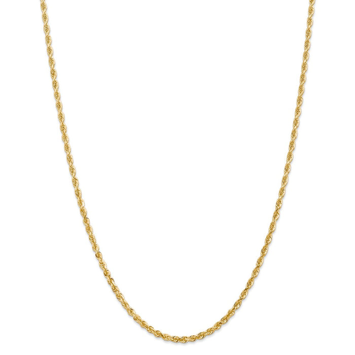 Million Charms 14k Yellow Gold, Necklace Chain, 3.0mm Diamond-Cut Quadruple Rope Chain, Chain Length: 26 inches