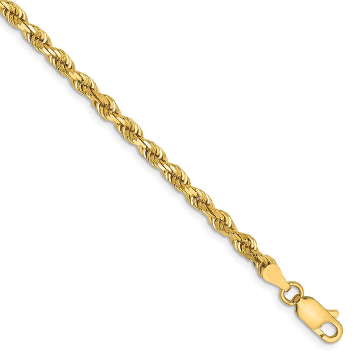 Million Charms 14k Yellow Gold 3.35mm Diamond-Cut Quadruple Rope Chain, Chain Length: 7 inches