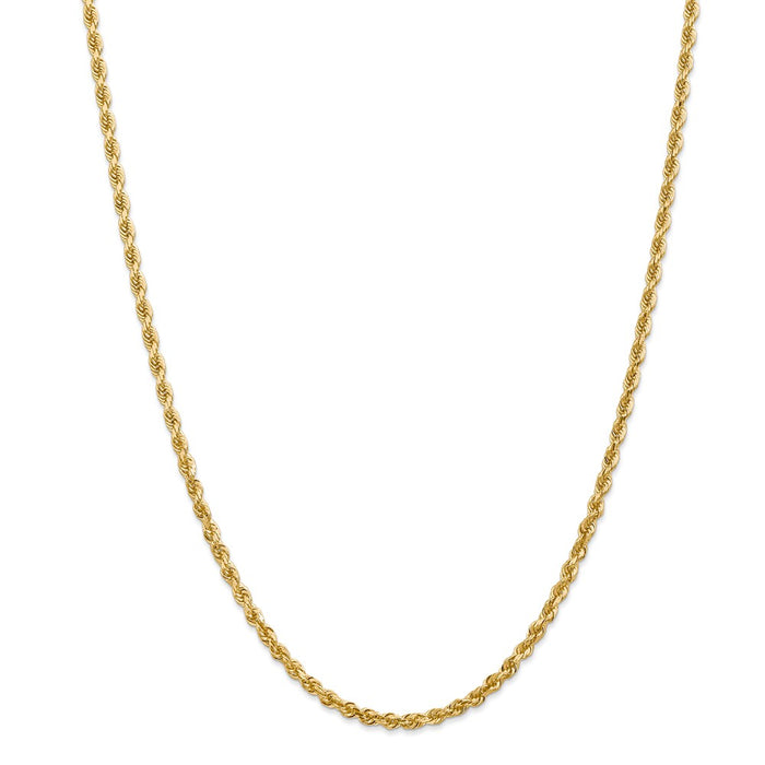 Million Charms 14k Yellow Gold, Necklace Chain, 3.35mm Diamond-Cut Quadruple Rope Chain, Chain Length: 26 inches