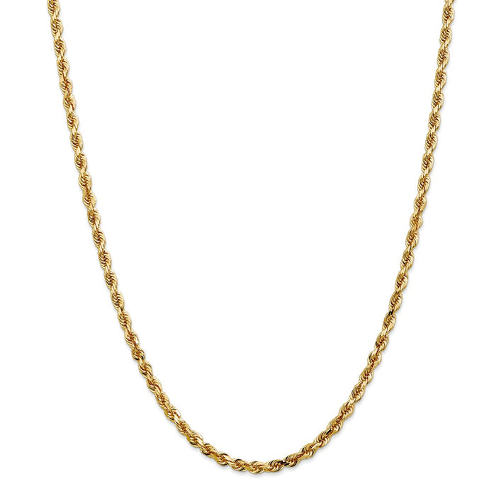 Million Charms 14k Yellow Gold, Necklace Chain, 4mm Diamond-Cut Quadruple Rope Chain, Chain Length: 26 inches