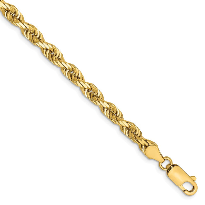 Million Charms 14k Yellow Gold 4.5mm Diamond-Cut Quadruple Rope Chain, Chain Length: 7 inches
