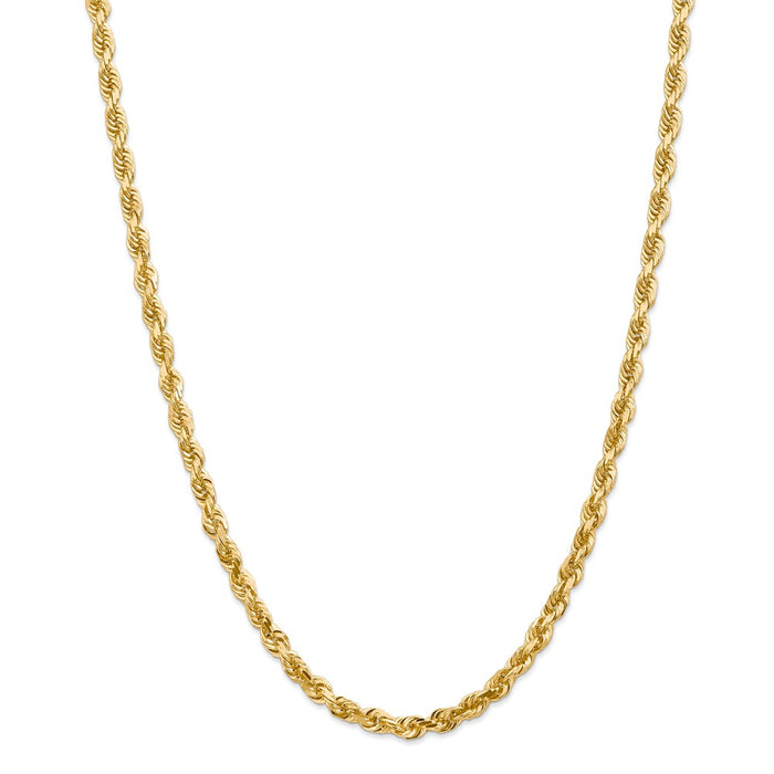 Million Charms 14k Yellow Gold, Necklace Chain, 5.0mm Diamond-Cut Quadruple Rope Chain, Chain Length: 28 inches