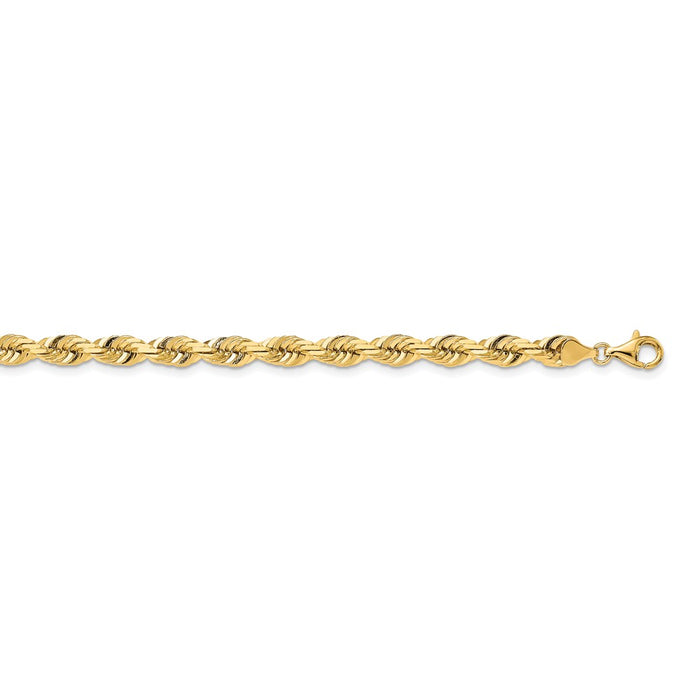 Million Charms 14k Yellow Gold, Necklace Chain, 7.0mm Diamond-Cut Quadruple Rope Chain, Chain Length: 24 inches