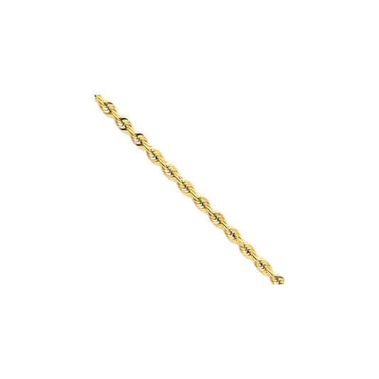 Million Charms 14k Yellow Gold 7.5mm Diamond-Cut Quadruple Rope Chain, Chain Length: 8 inches