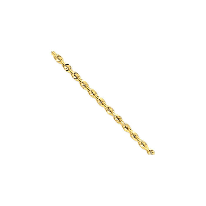 Million Charms 14k Yellow Gold 7.5mm Diamond-Cut Quadruple Rope Chain, Chain Length: 8 inches