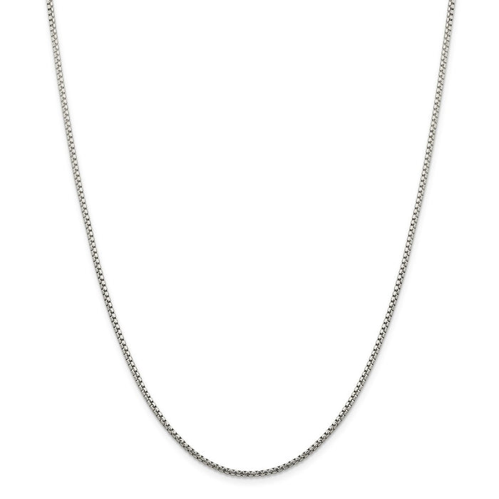 Million Charms 925 Sterling Silver 1.75mm Round Diamond Cut Fancy Box Chain, Chain Length: 18 inches
