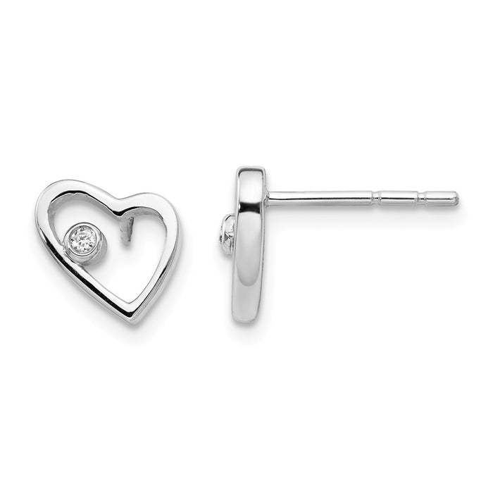 White Ice 925 Sterling Silver .02ct Diamond Heart Earrings, 8mm x 9mm