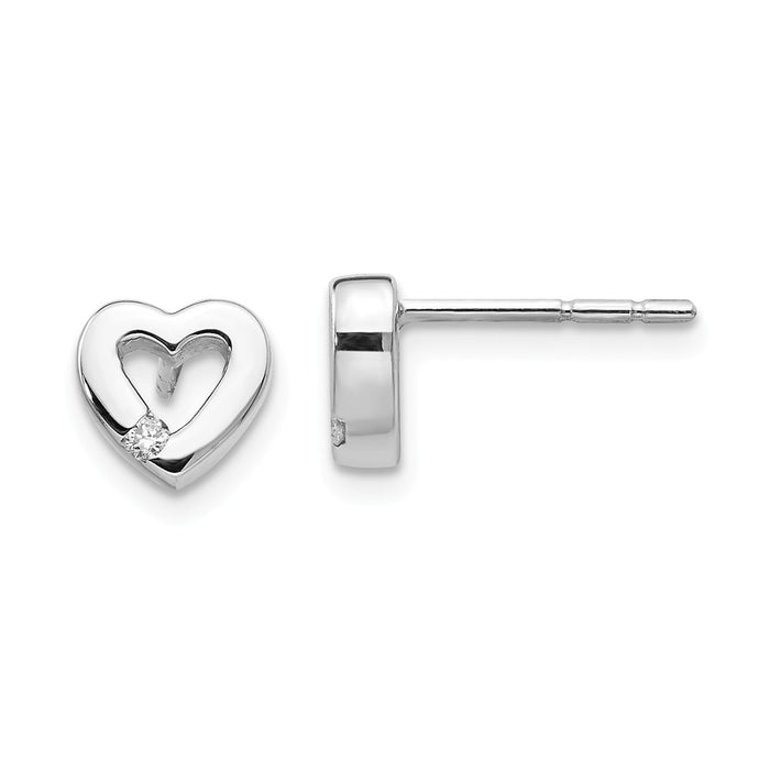 White Ice 925 Sterling Silver .04ct Diamond Heart Earrings, 7mm x 8mm