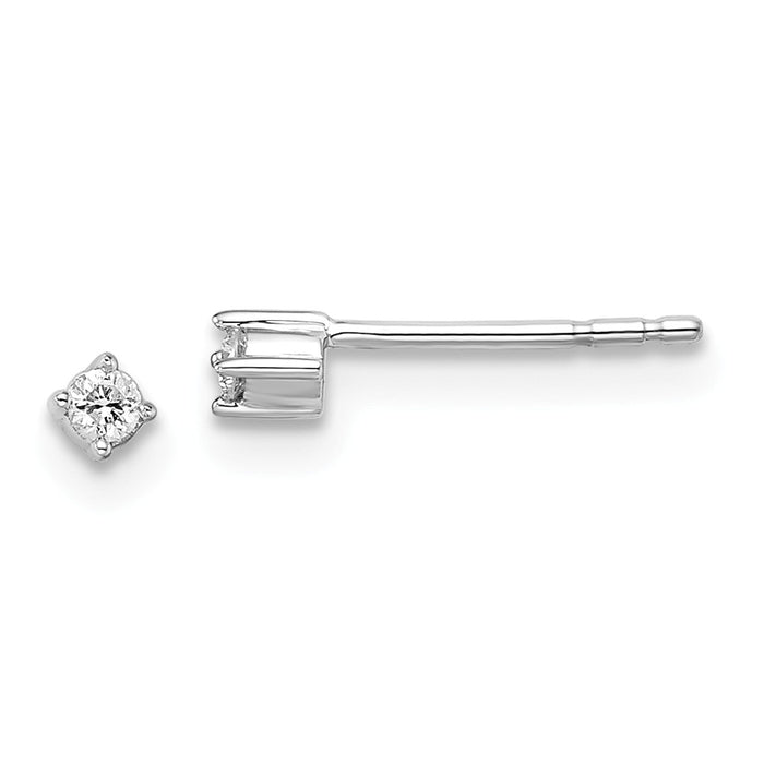 White Ice 925 Sterling Silver .06ct. Diamond Earrings, 2mm x 2mm