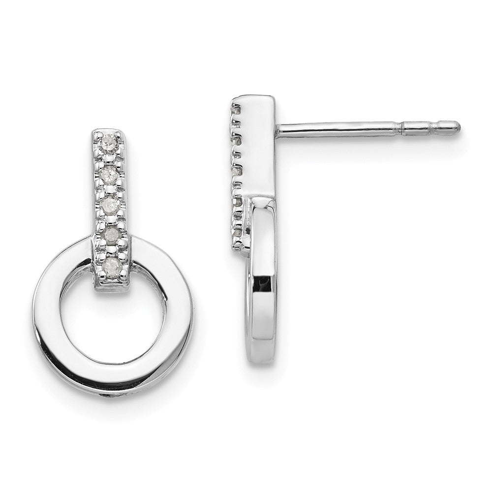 White Ice 925 Sterling Silver .05ct. Diamond Earrings, 15mm x 10mm