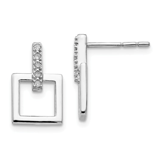 White Ice 925 Sterling Silver .05ct. Diamond Earrings, 15mm x 11mm