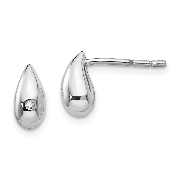 White Ice 925 Sterling Silver .01ct. Diamond Teardrop Earrings, 9mm x 5mm