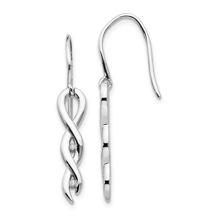 White Ice 925 Sterling Silver .04ct. Diamond Twist Earrings, 38mm x 12mm