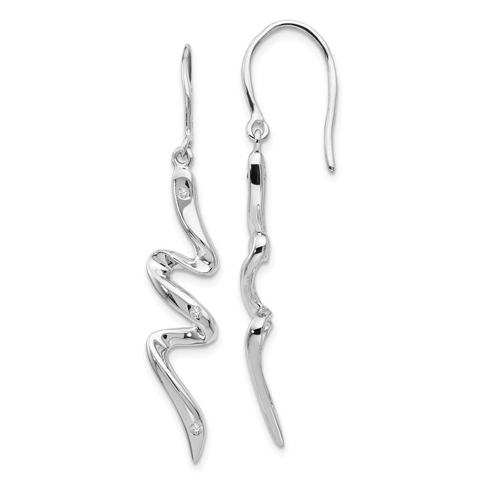 White Ice 925 Sterling Silver .06ct. Diamond Earrings, 47mm x 9mm