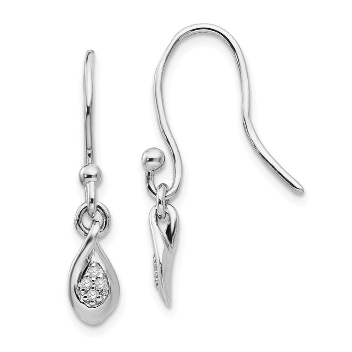 White Ice 925 Sterling Silver .04ct Diamond Earrings, 25mm x 6mm