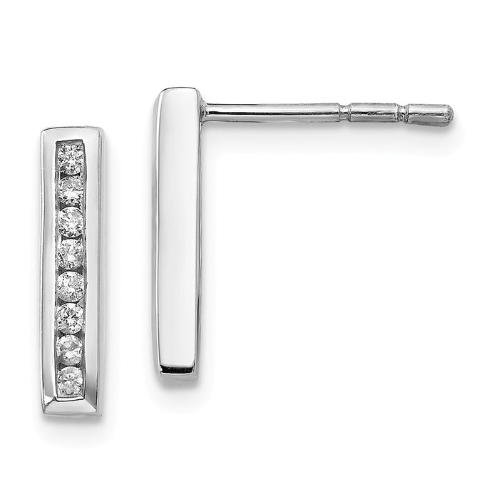 White Ice 925 Sterling Silver .16ct Diamond Earrings, 13mm x 3mm