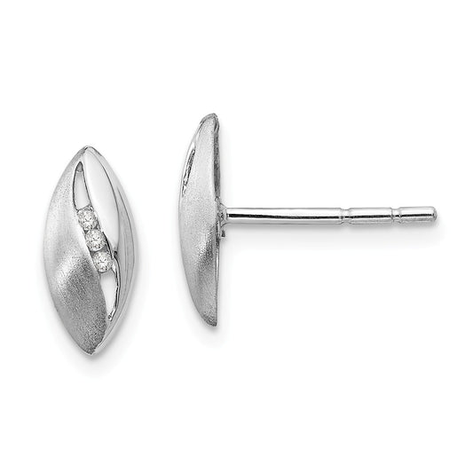 White Ice 925 Sterling Silver Satin & Polished .03ct Diamond Earrings, 11mm x 5mm